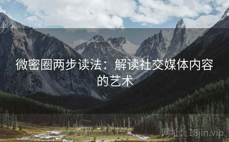 微密圈两步读法：解读社交媒体内容的艺术